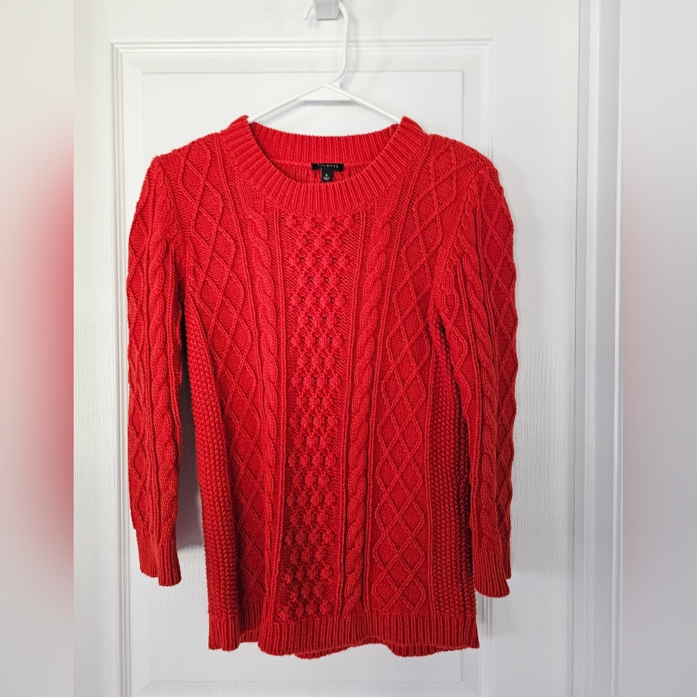 Talbots Orange Cable Knit Sweater